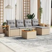 Set Divano da Giardino 6 pz con Cuscini Beige in Polyrattan 3259168