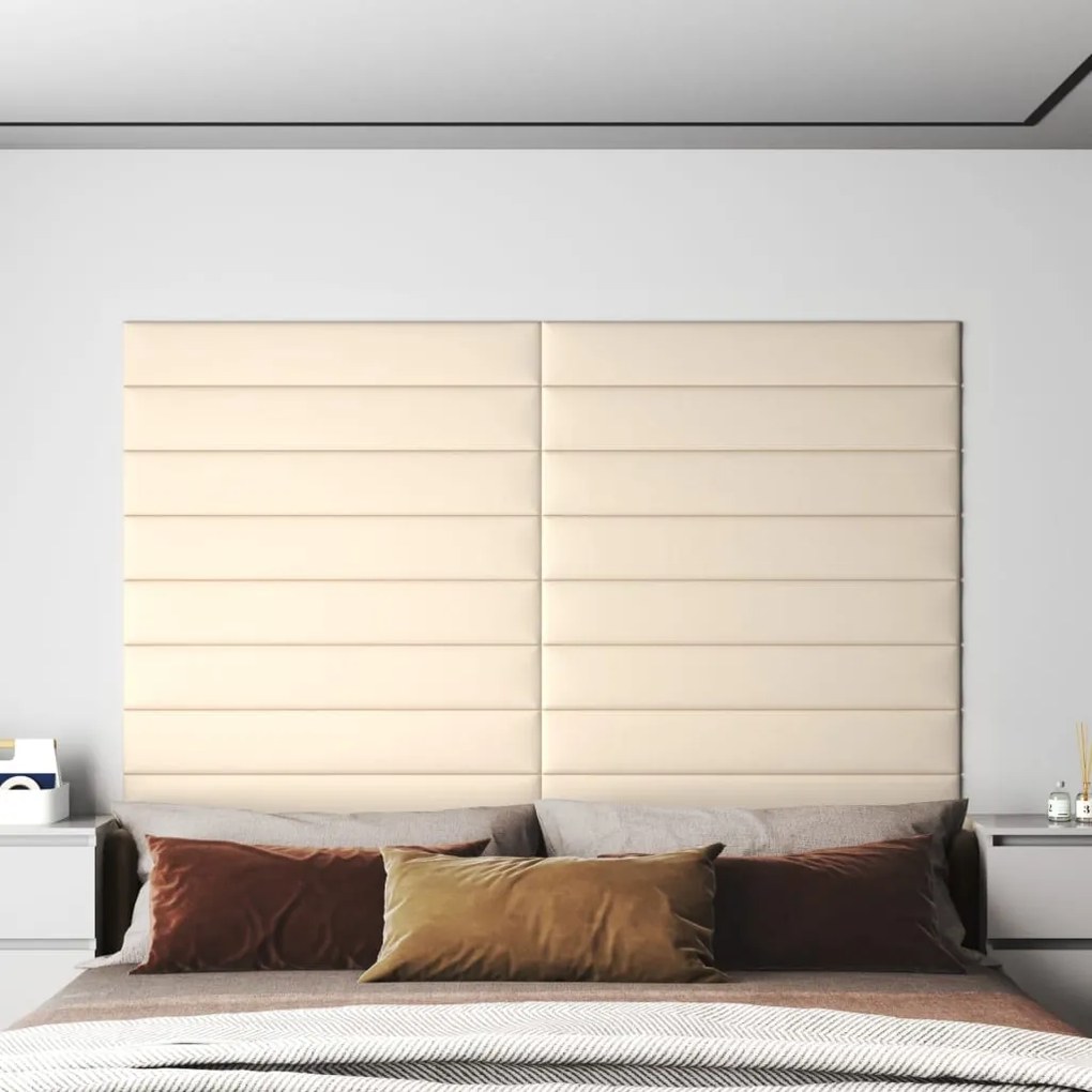 Pannelli Murali 12 Pz Crema 90x15 Cm Velluto 1,62 M² /
