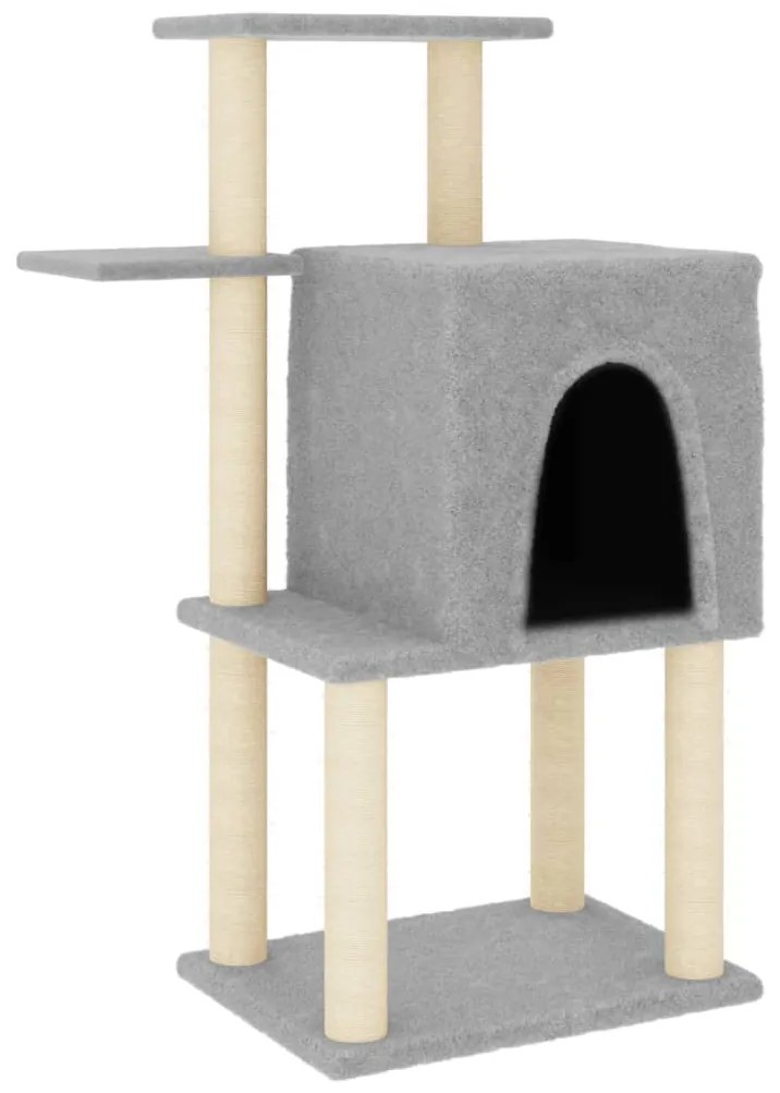 Albero per gatti con tiragraffi in sisal grigio chiaro 97 cm