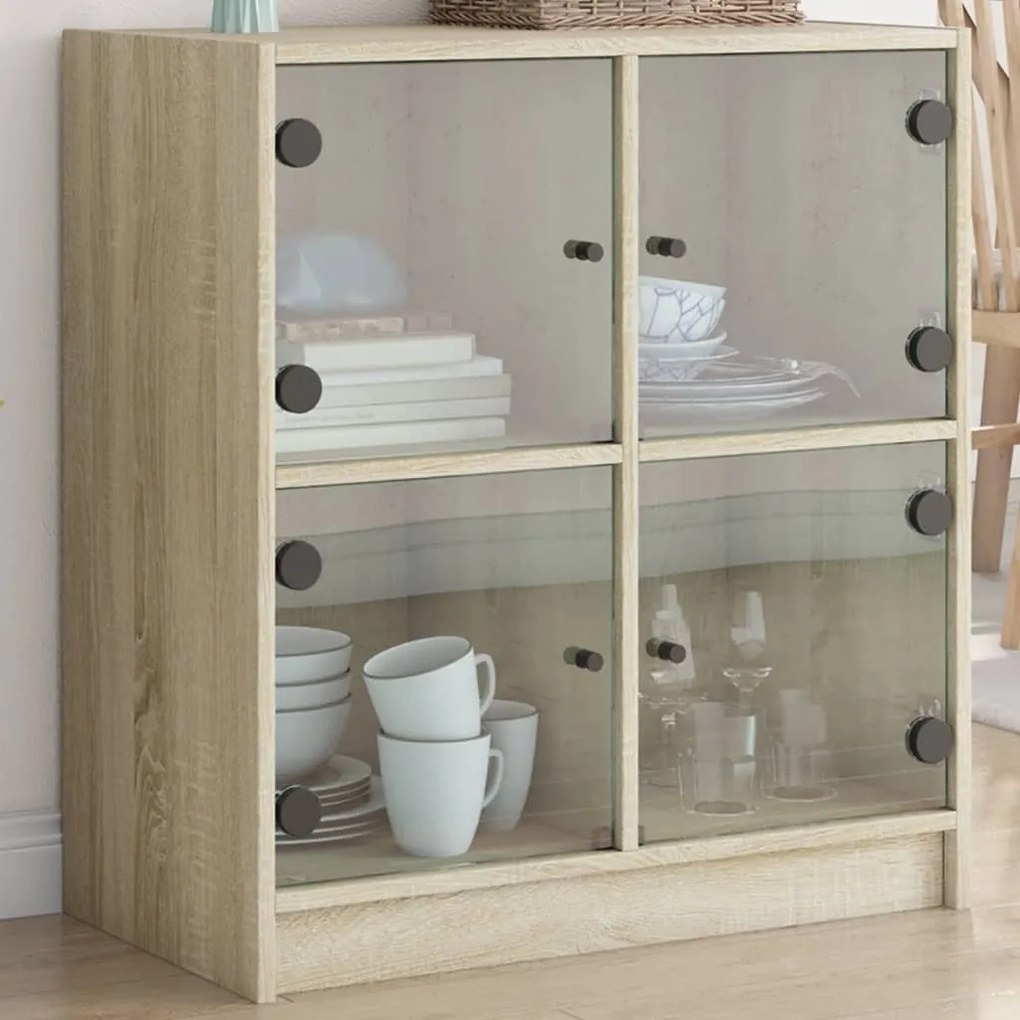 Mobile Con Ante İn Vetro Rovere Sonoma 68x37x75,5 Cm /