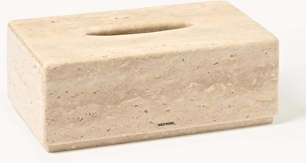 Porta fazzoletti cosmetici in travertino Susan