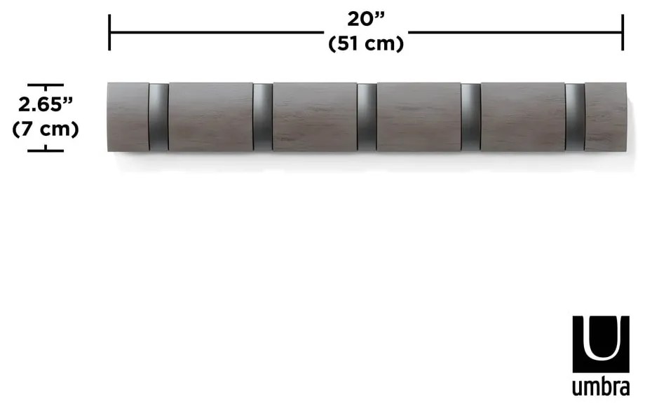 Appendiabiti da parete grigio chiaro in legno di pioppo Flip - Umbra