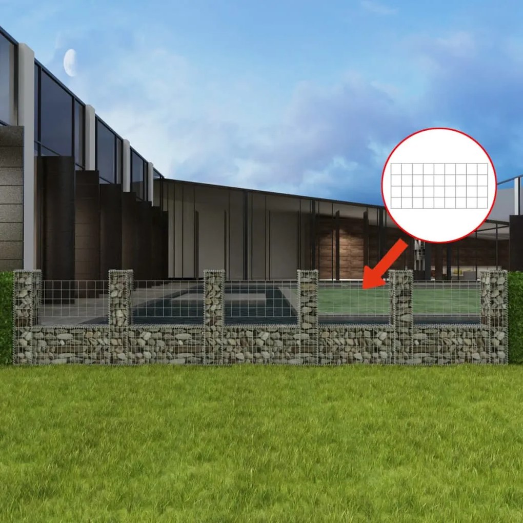 Gabbione İn Rete Ad U İn Acciaio Zincato 570x20x100 Cm /