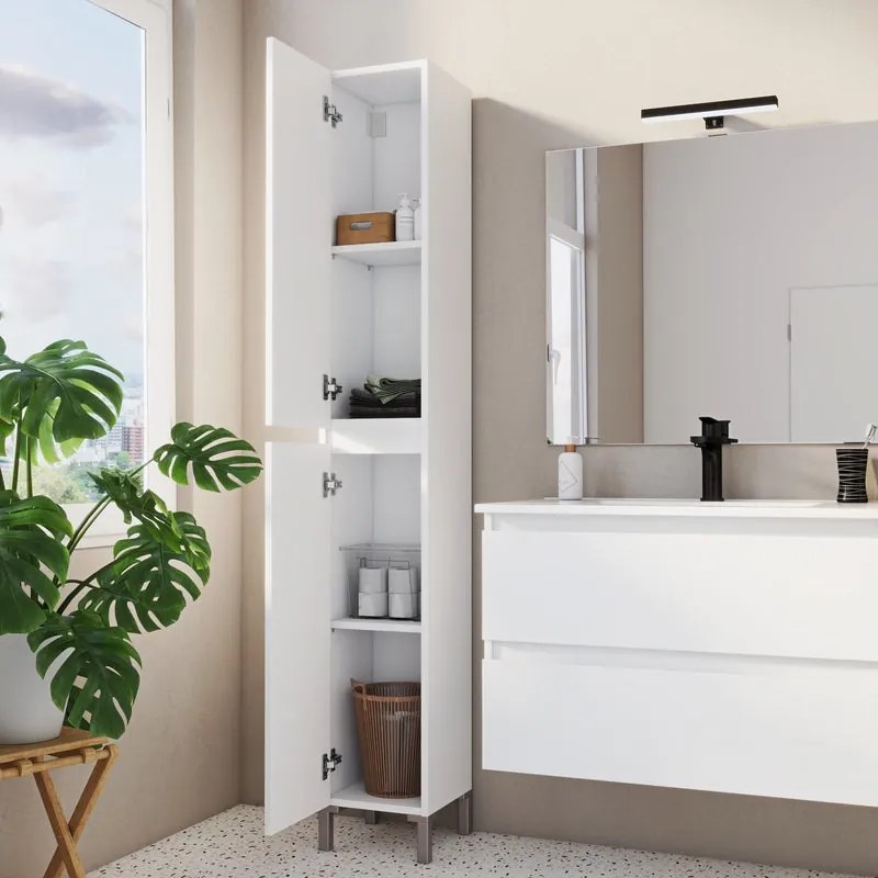 Colonna per mobile bagno Essential SENSEA 2 ante P 28.6 x L 27.3 x H 180 cm bianco truciolare