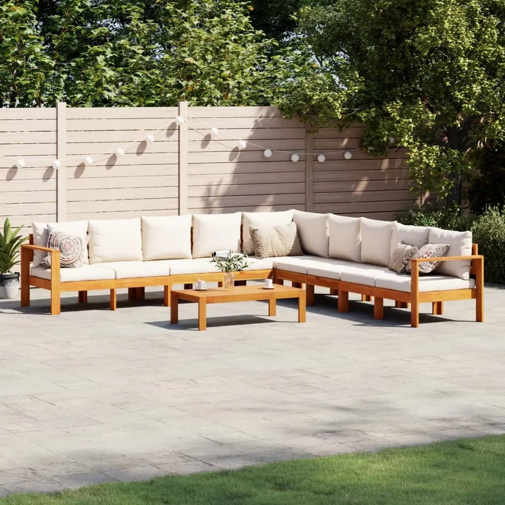 Set divano da giardino 6 pz con cuscini in massello di acacia