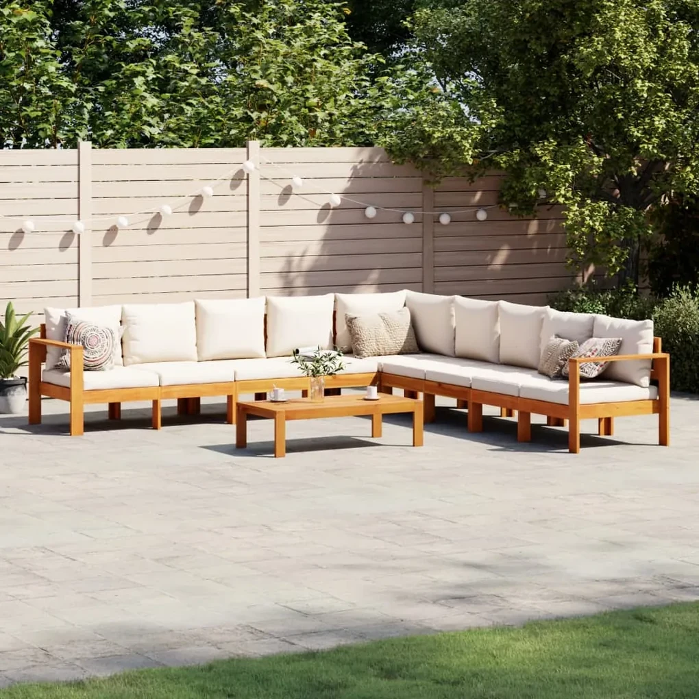 Set divano da giardino 6 pz con cuscini in massello di acacia