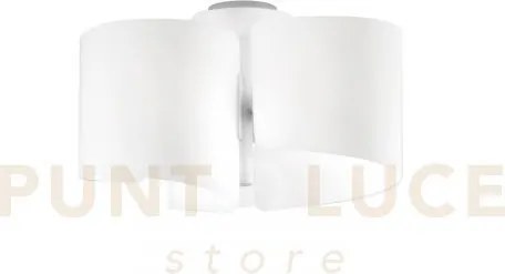 Plafoniera imagine bianca 3 luci attacco e27 47x28cm vetro e alluminio