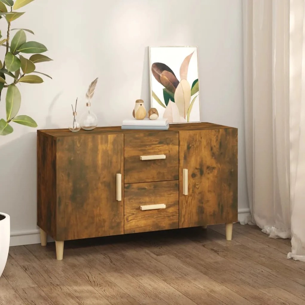 Credenza rovere fumo 100x36x60 cm in legno multistrato