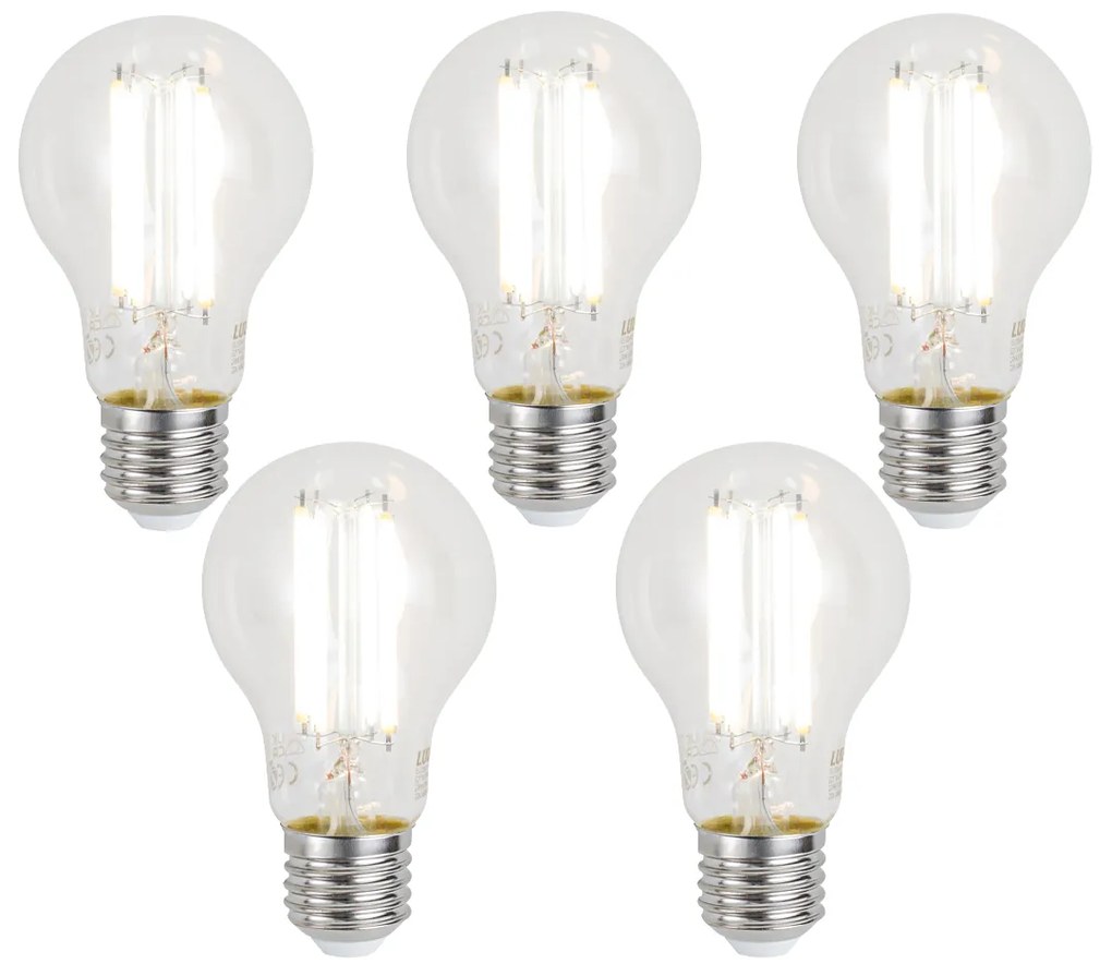Set di 5 lampadine LED E27 dimmerabili Smart A60 trasparenti 7W 806 lm 2700-6500K Zigbee