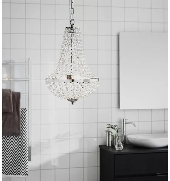 Markslöjd 107550 - Lampadario di cristallo da bagno a sospensione con catena GRÄNSÖ 2xG9/20W/230V