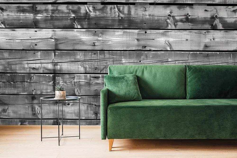 Carta da parati – Imitazione legno moderno in bianco e nero