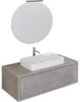 Mobile Bagno Sospeso 110 cm Lavabo e Specchio Bonussi Orione Grigio Effetto Cemento