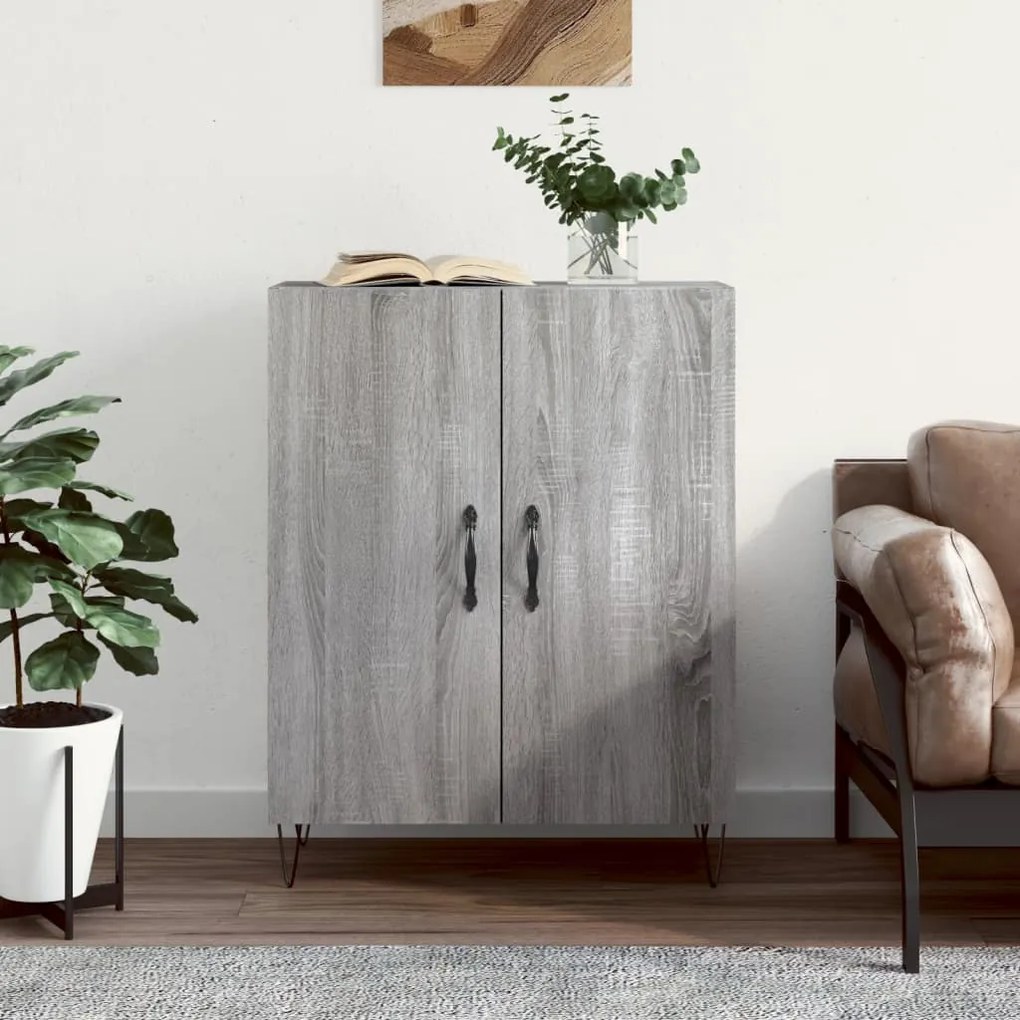 Credenza Grigio Sonoma 69,5x34x90 Cm İn Legno Multistrato /