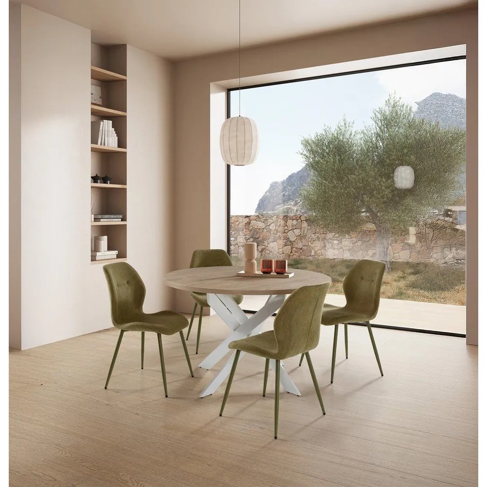 Sedie da pranzo in set verdi in imbottito 4 pz Ansu – Marckeric