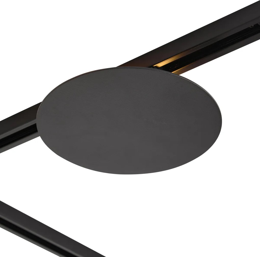 Sistema di illuminazione a binario moderno nero con 3 luci a sospensione e 2 plafoniere monofase - Iconic Lloyd Pulley