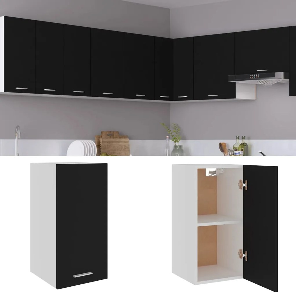 Mobile pensile nero 29,5x31x60 cm in legno multistrato