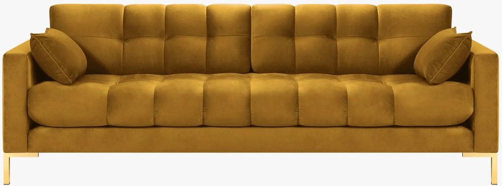 Divano 4 posti Mamaia in velluto Bluvel gambe oro – L217 cm