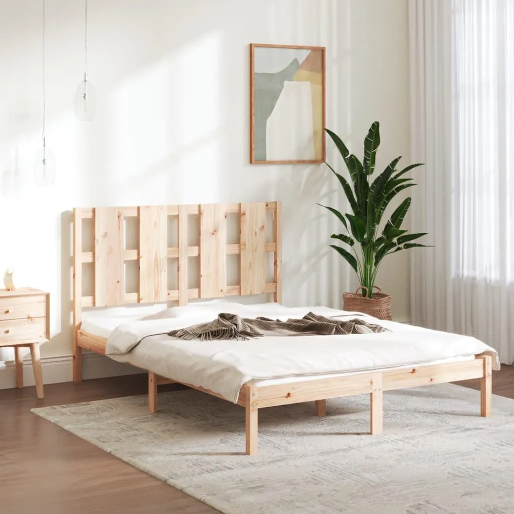 Letto Senza Materasso 140x190 Cm İn Legno Massello Di Pino /