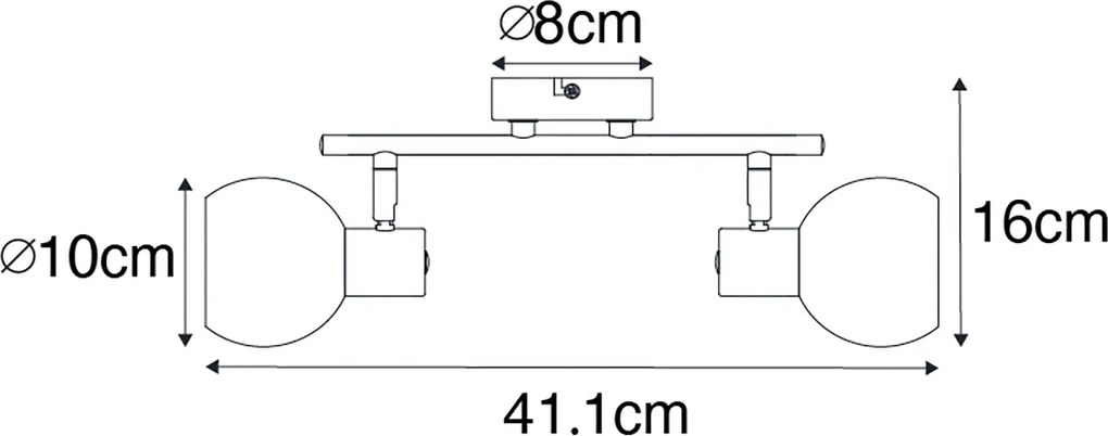 Plafoniera intelligente nera con vetro fumé incl. 2 Wifi P45 - Vidro