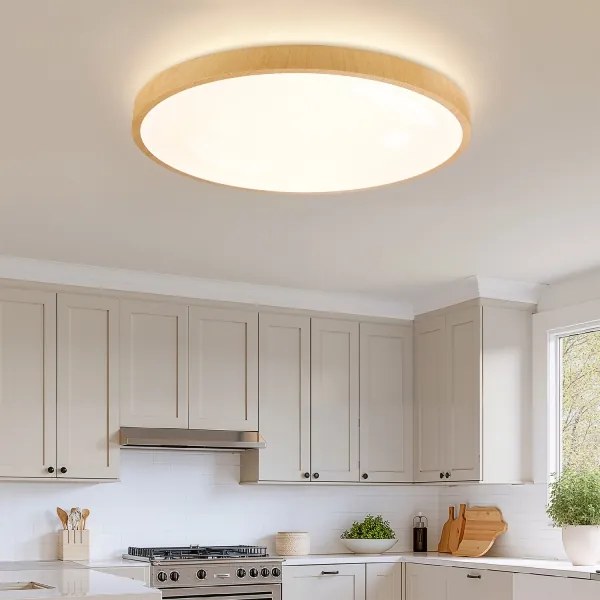 Brilagi-LED lampada dimmerabile GLASS POOL DOUBLE LED/80W/230V 60 cm, finitura effetto legno + telecomando