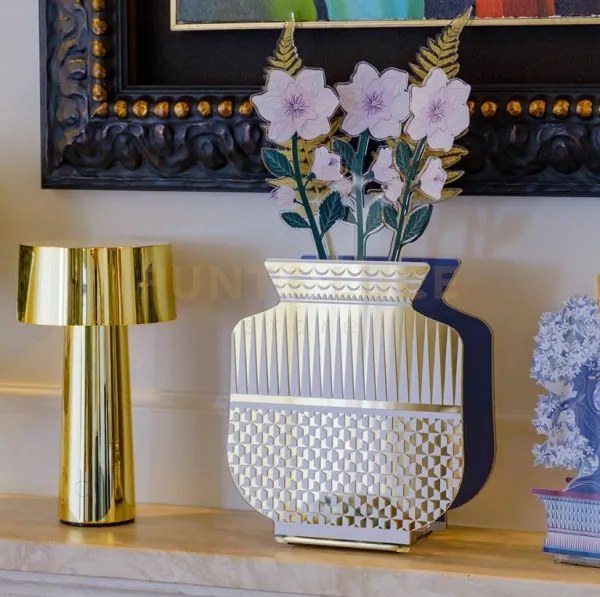 Vaso fenice grande oslo in cristallo acrilico colore oro