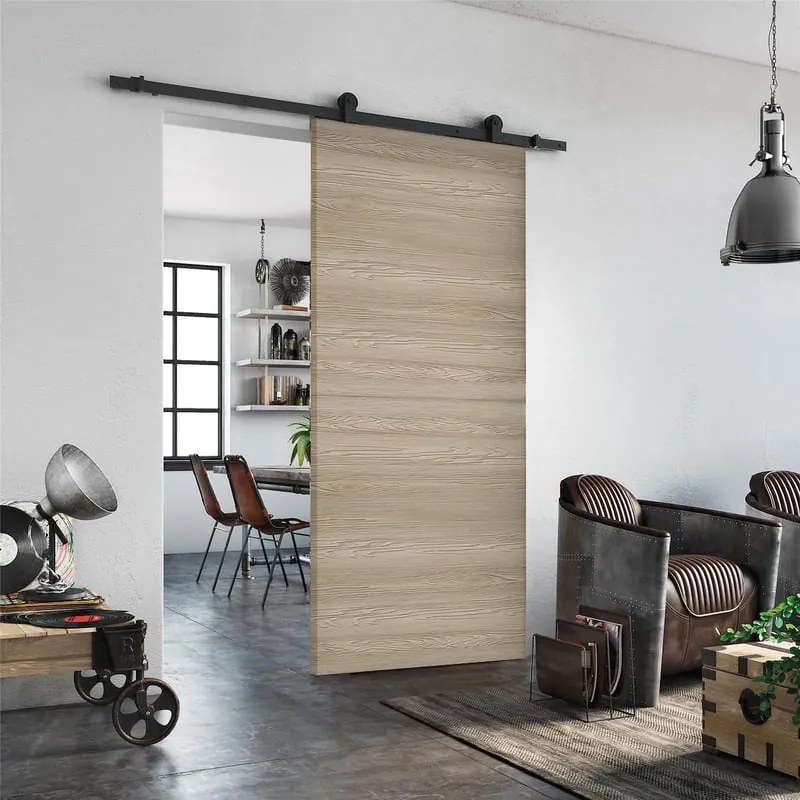 Porta scorrevole reversibile Swin in mdf marrone, L 93 x H 212 cm, con binario Industrial