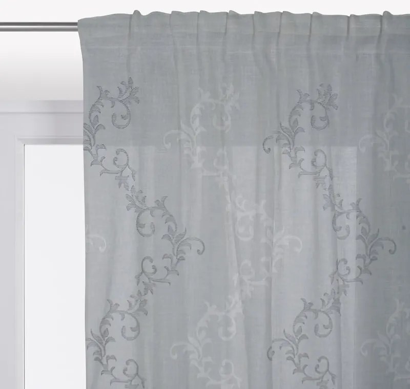 Tenda Matilde bianco/grigio, fettuccia 140x290 cm