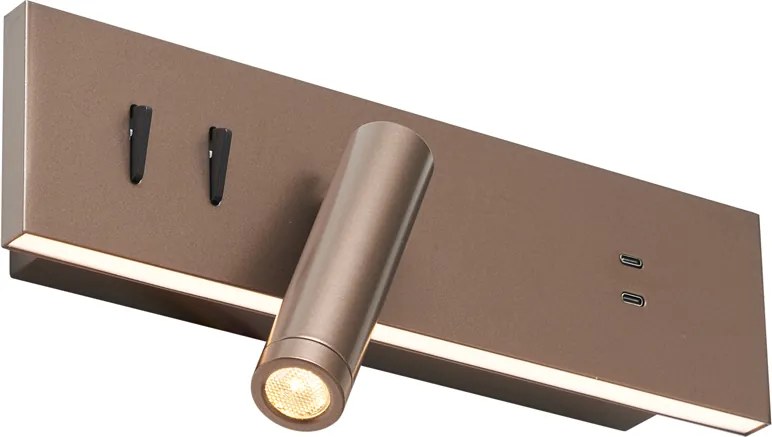 Set di 2 lampade da parete moderne bronzo scuro regolabili con USB-C incl. LED - Modric