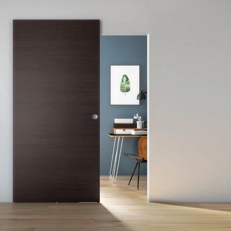 Porta scorrevole Space Fumo Tonda in legno, L 101 x H 230 cm, con binario Invisibile