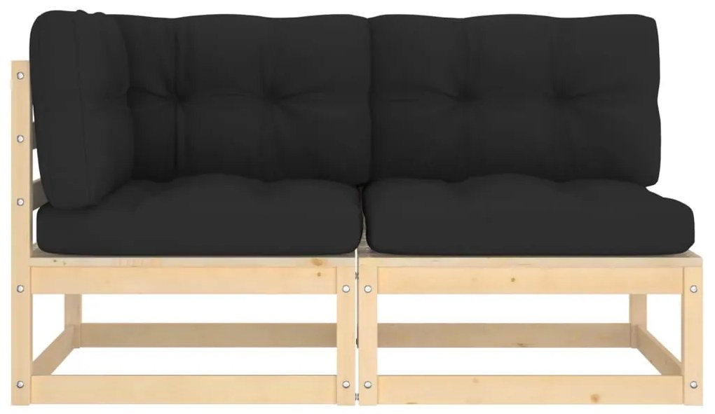 Set divani da giardino 2 pz con cuscini legno massello pino