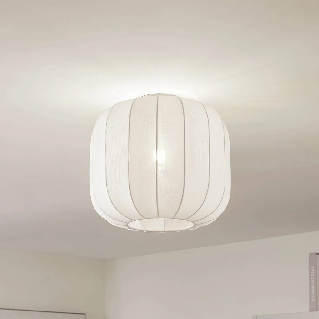 Plafoniera soffitto Helin Lindby, dimmerabile, Bianco / Opale, Soggiorno / Sala da pranzo, Tessuto / Stoffa / Seta, Scandinavo, Plafoniera