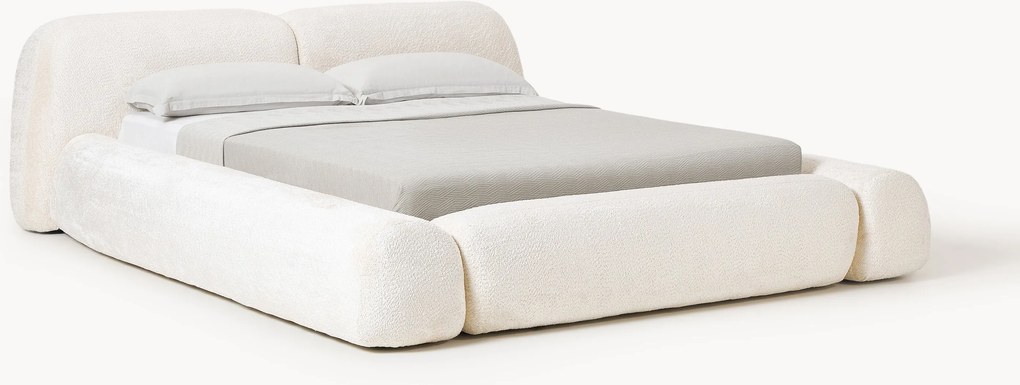 Letto imbottito in teddy bouclé Wolke