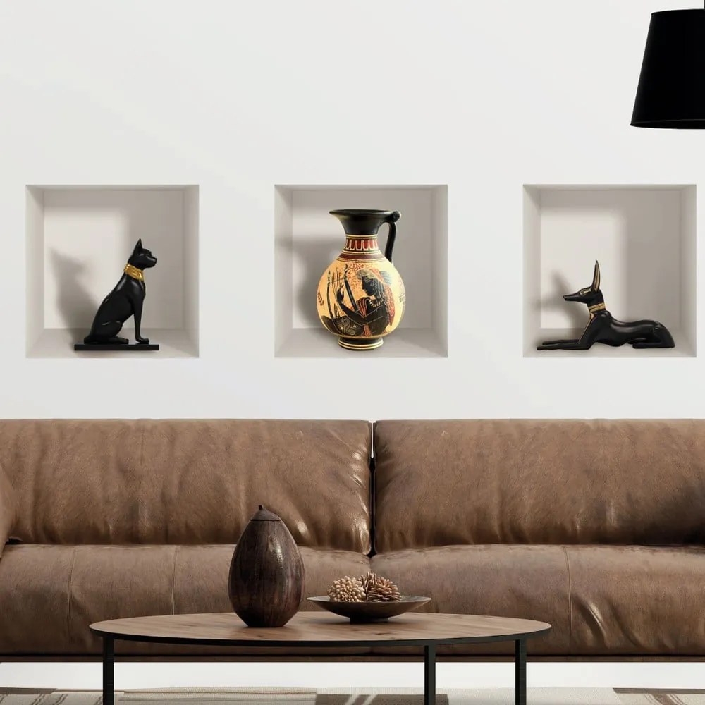 Set di 3 adesivi murali 3D egiziani - Ambiance