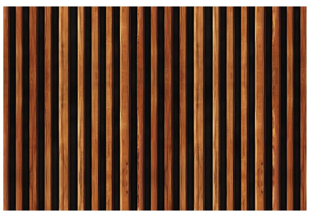 Carta da parati autoadesiva – Imitazione di lamelle in legno su sfondo nero