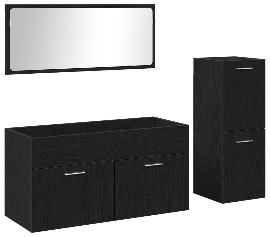 Set mobili da bagno set di 3 rovere nero
