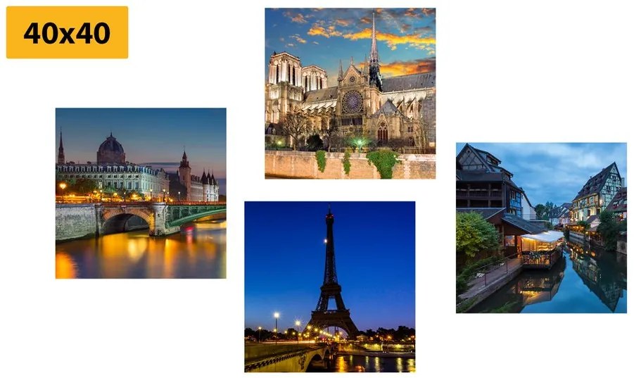 Set di quadri – Parigi notturna romantica