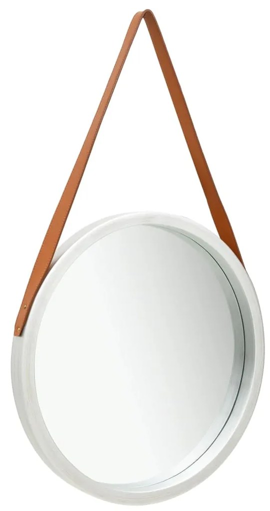 Specchio Da Parete Con Cinghia 50 Cm Argento /