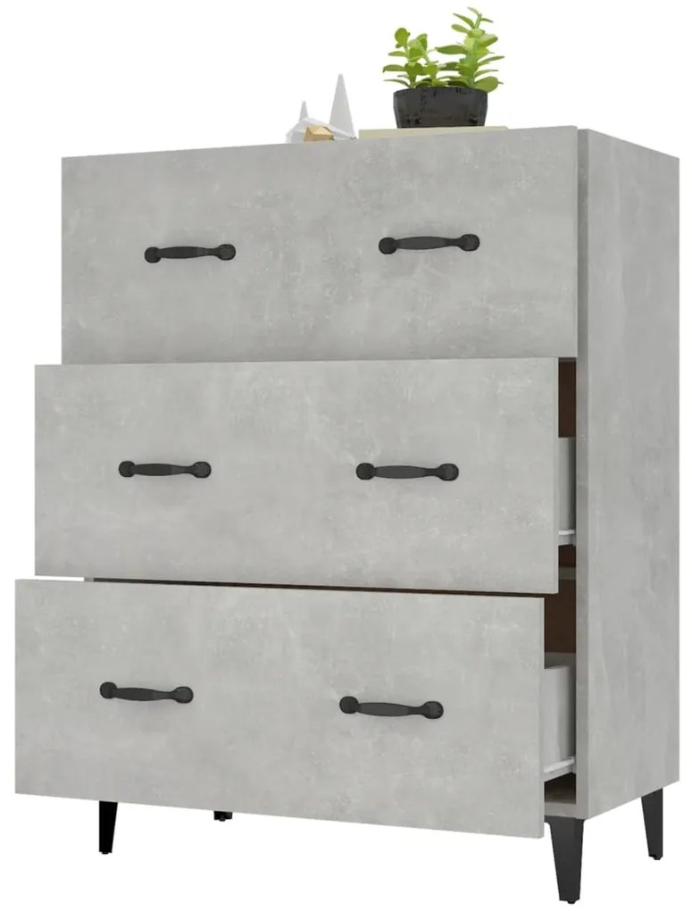 Credenza grigio cemento 69,5x34x90 cm in legno multistrato