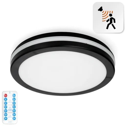 Plafoniera LED bagno con sensore LED/24W/230V pr. 30 cm nera + telecomando