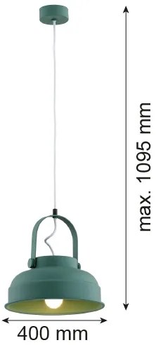 Argon 8287 - Lampadario a sospensione con filo DAKOTA 1xE27/15W/230V verde