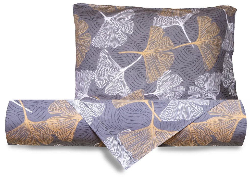 Completo letto matrimoniale foglie ginkgo oro SmartDecoHome