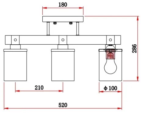 Globo 15555-3D - Lampadario a plafone LILA 3xE27/60W/230V