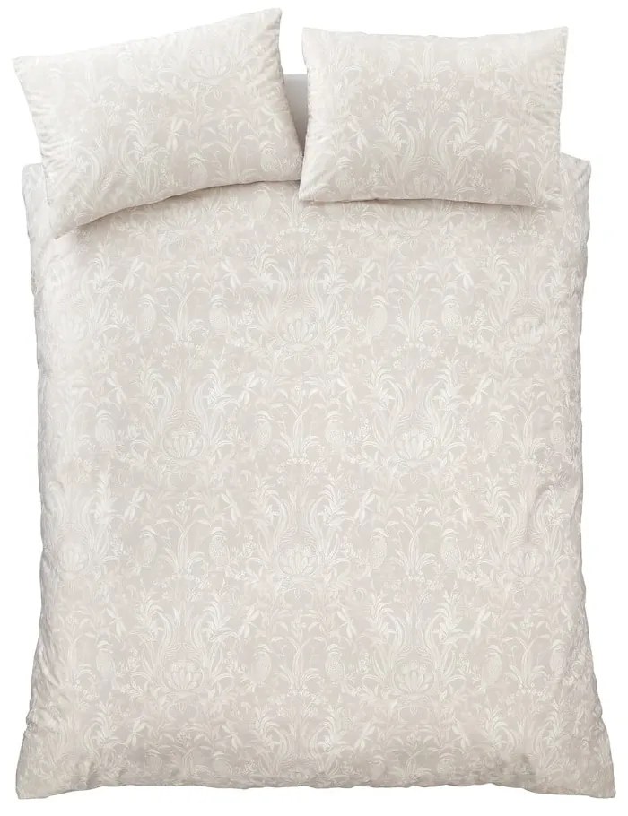 Set copripiumino e federa beige in velluto per letto matrimoniale 200x200 cm Bridgerton Regal Birds – Catherine Lansfield