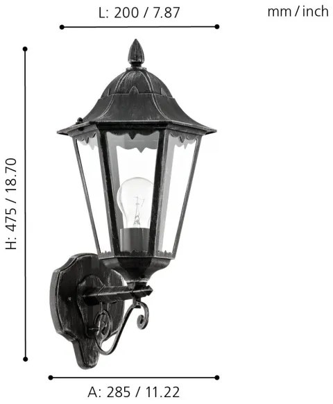 Eglo 79267 - Applique da esterno NAVEDO 1xE27/60W/230V IP44