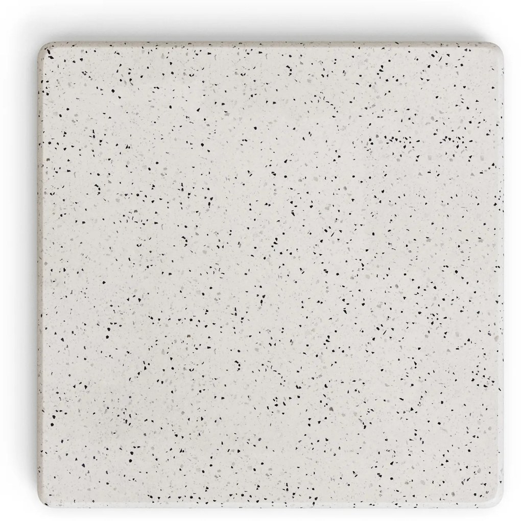 Kave Home - Tavolo da bar Saura in metallo verniciato nero con piano in terrazzo bianco 70 x 70 x 70 c