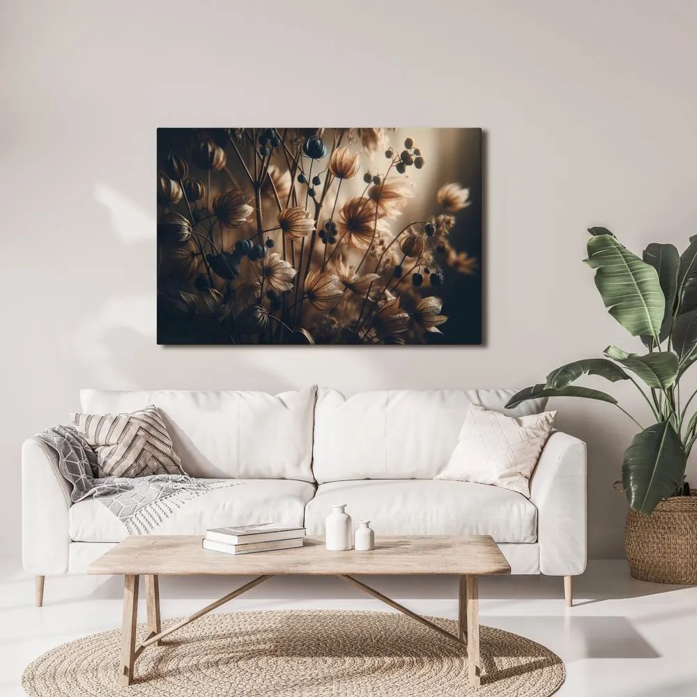 Quadro su tela – Fiori secchi in toni scuri
