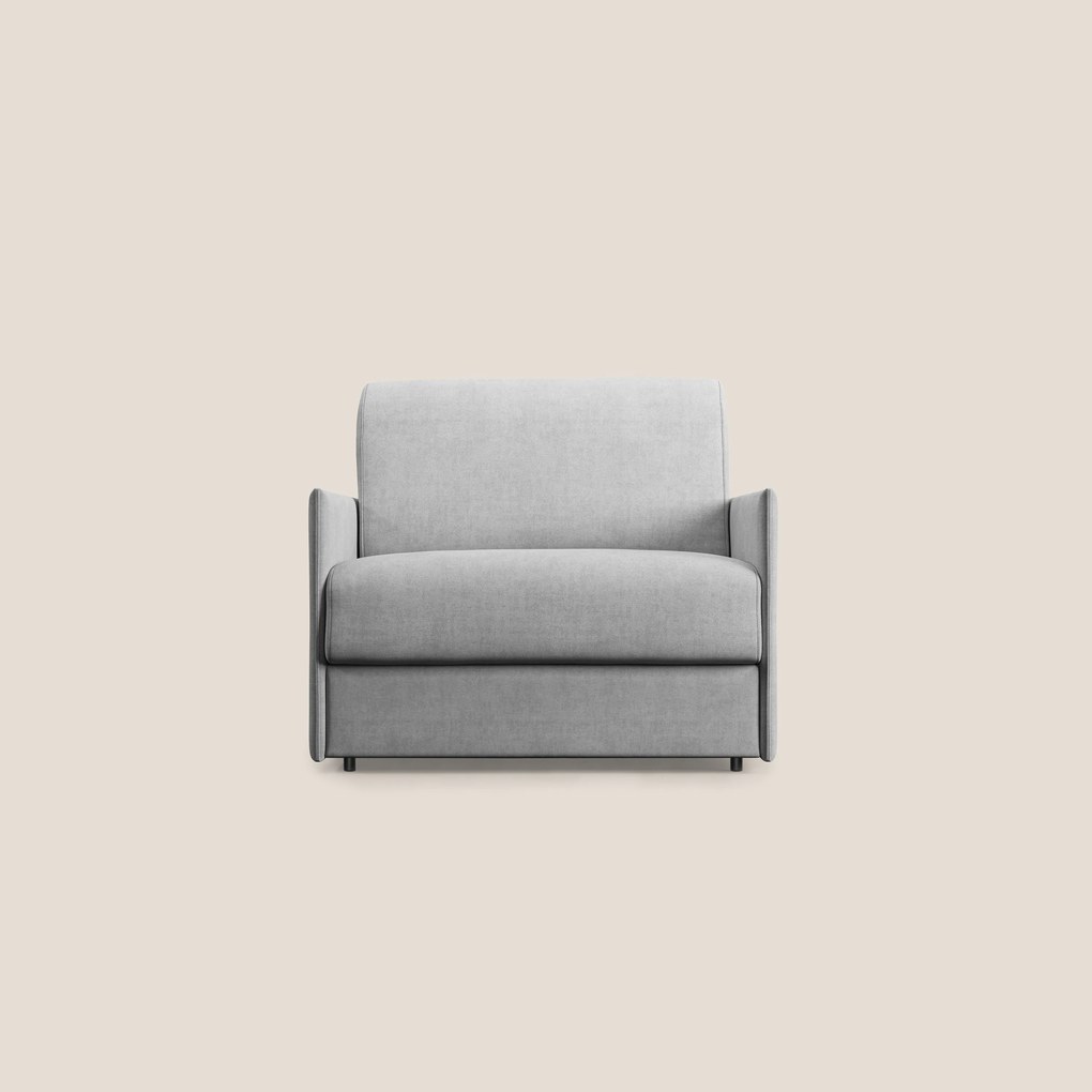 Evans poltrona letto in morbido tessuto impermeabile T02 grigio chiaro