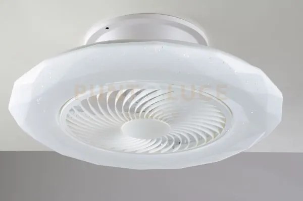 Plafoniera led con ventilatore skyron bianca in acrilico pmma 40w 4...