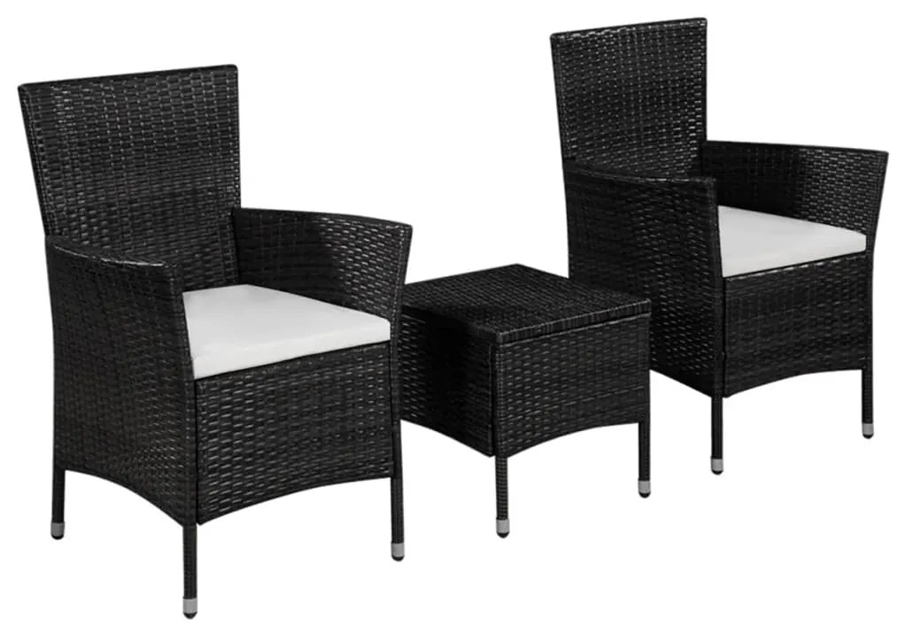 Set Da Bistrot 3 Pz İn Polyrattan Nero /