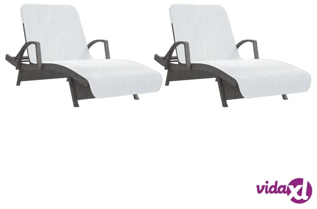 vidaXL Asciugamani da Spiaggia 2 pz Bianchi 75x200 cm Tessuto 400 GSM